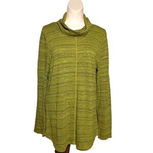 NTCO Nomadic Traders Green Turtleneck Cowl Neck Tunic Top Women's M Preppy USA